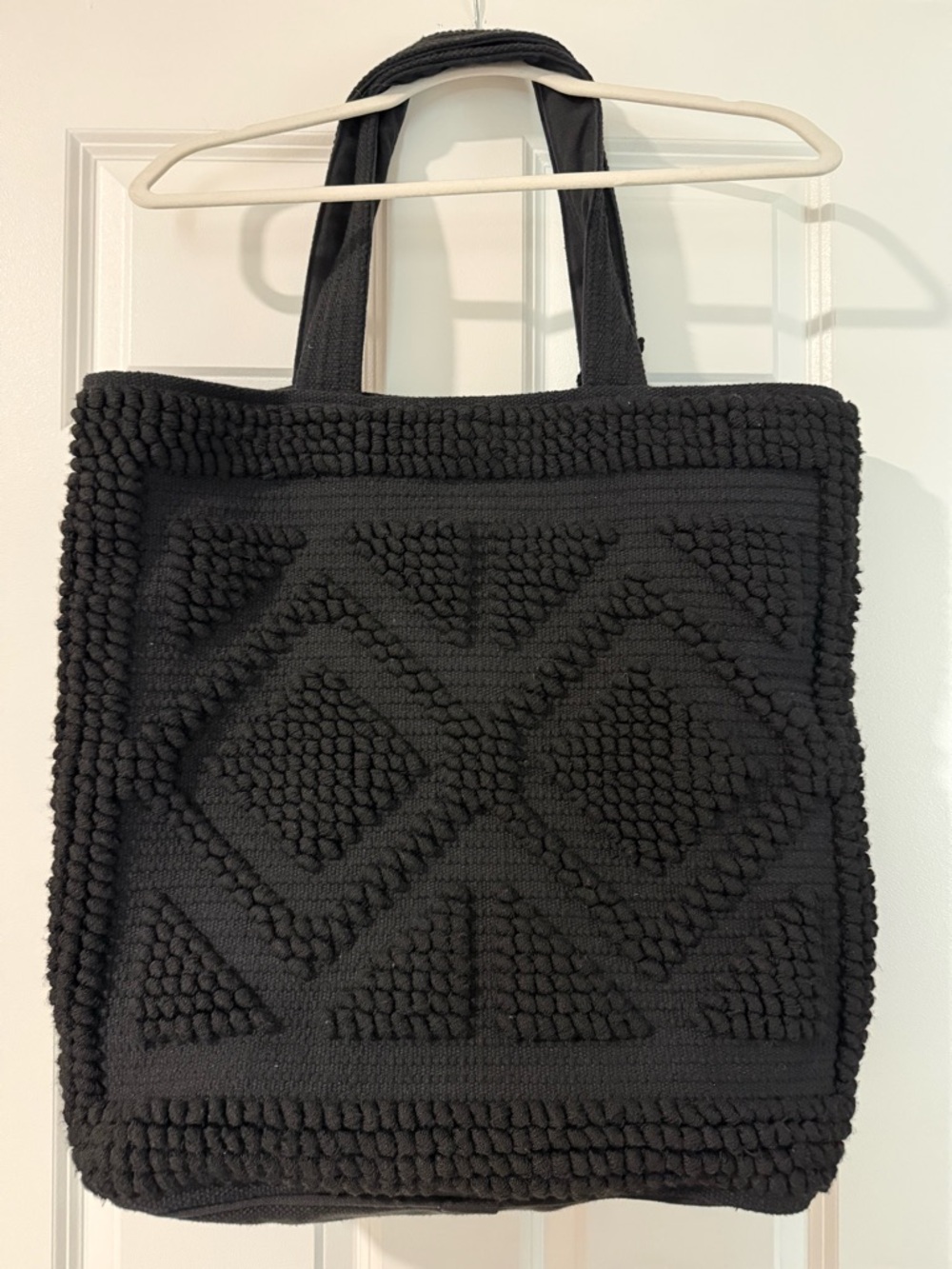 lovestitch Black Textured Shoulder Tote with Tassel Accent - Picture 2 of 13